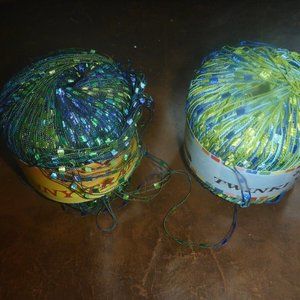 2 Balls JL Ladder Ribbon Style Yarn - Colors Sunny Trail & Twinkly Trail